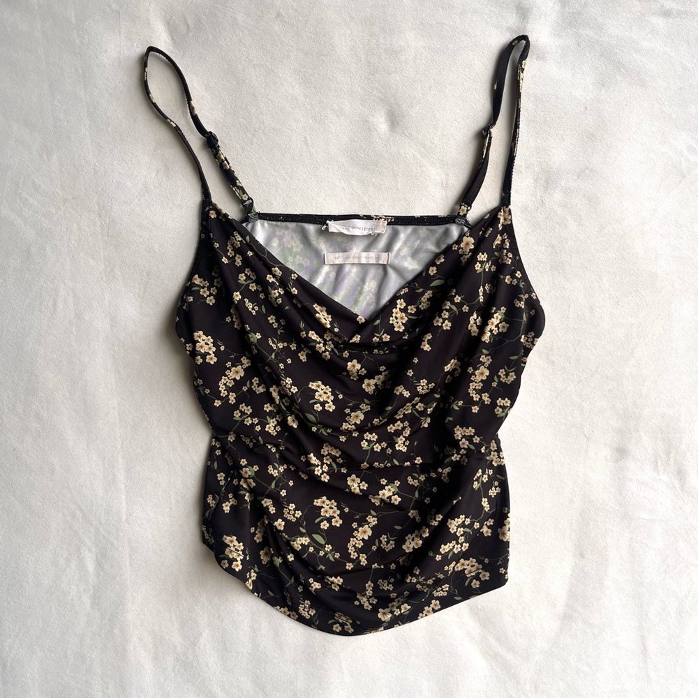 Urban Outfitters Black Floral Cowl Neck Cami